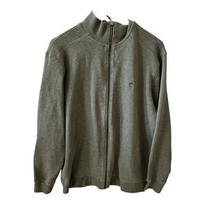 Timberland Men’s Full Zip Olive Green Logo Sweater‎ Size Large